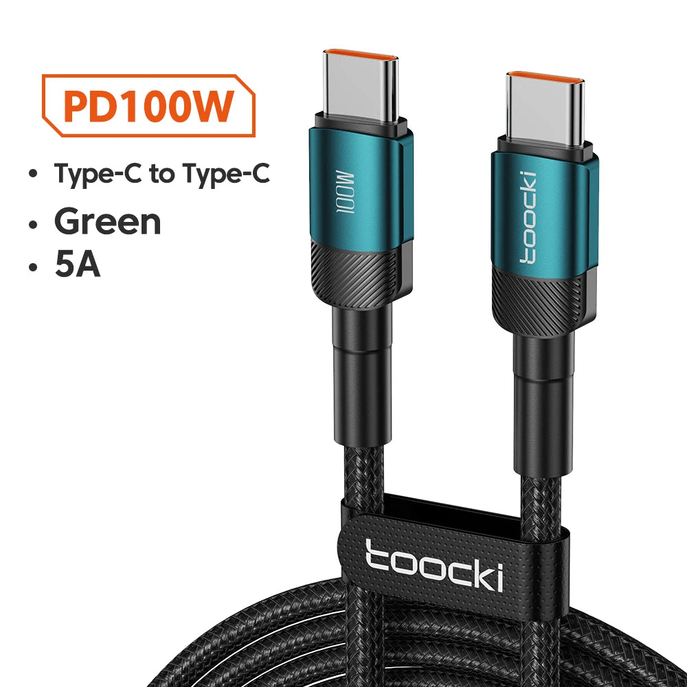 Toocki 100W Type C to USB C Cable PD 3.0 Quick Charge 4.0 Fast Charging