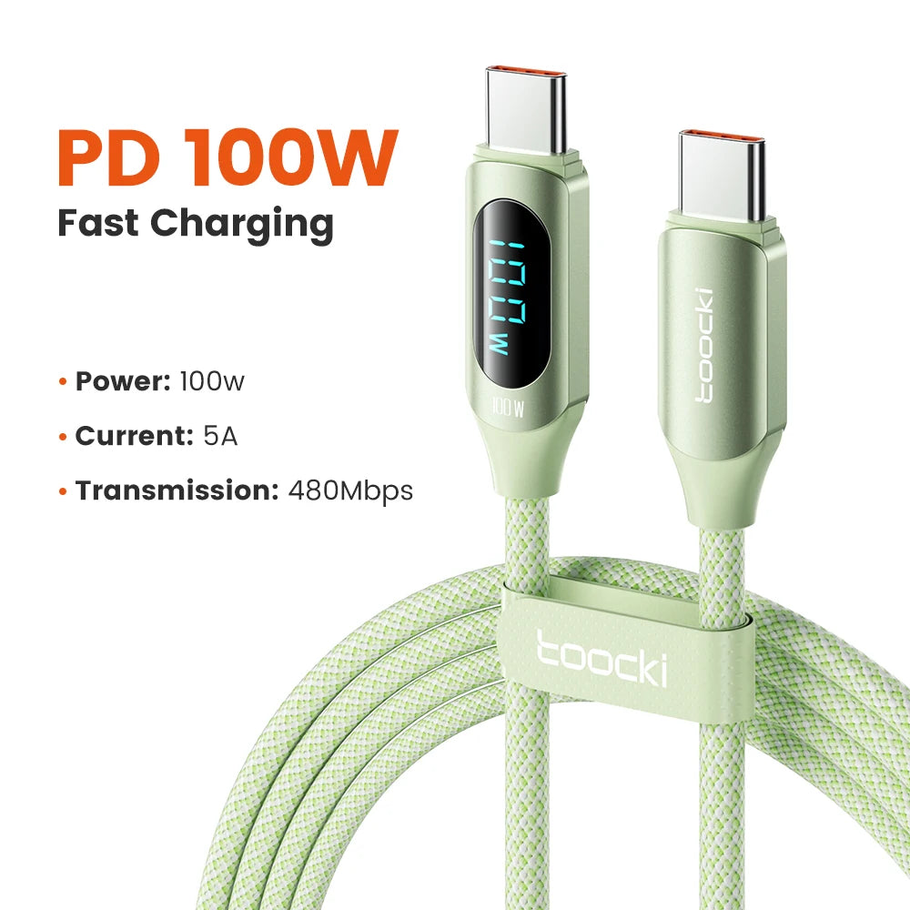 Toocki Type C to Type C Cable 100W PD Fast Charging