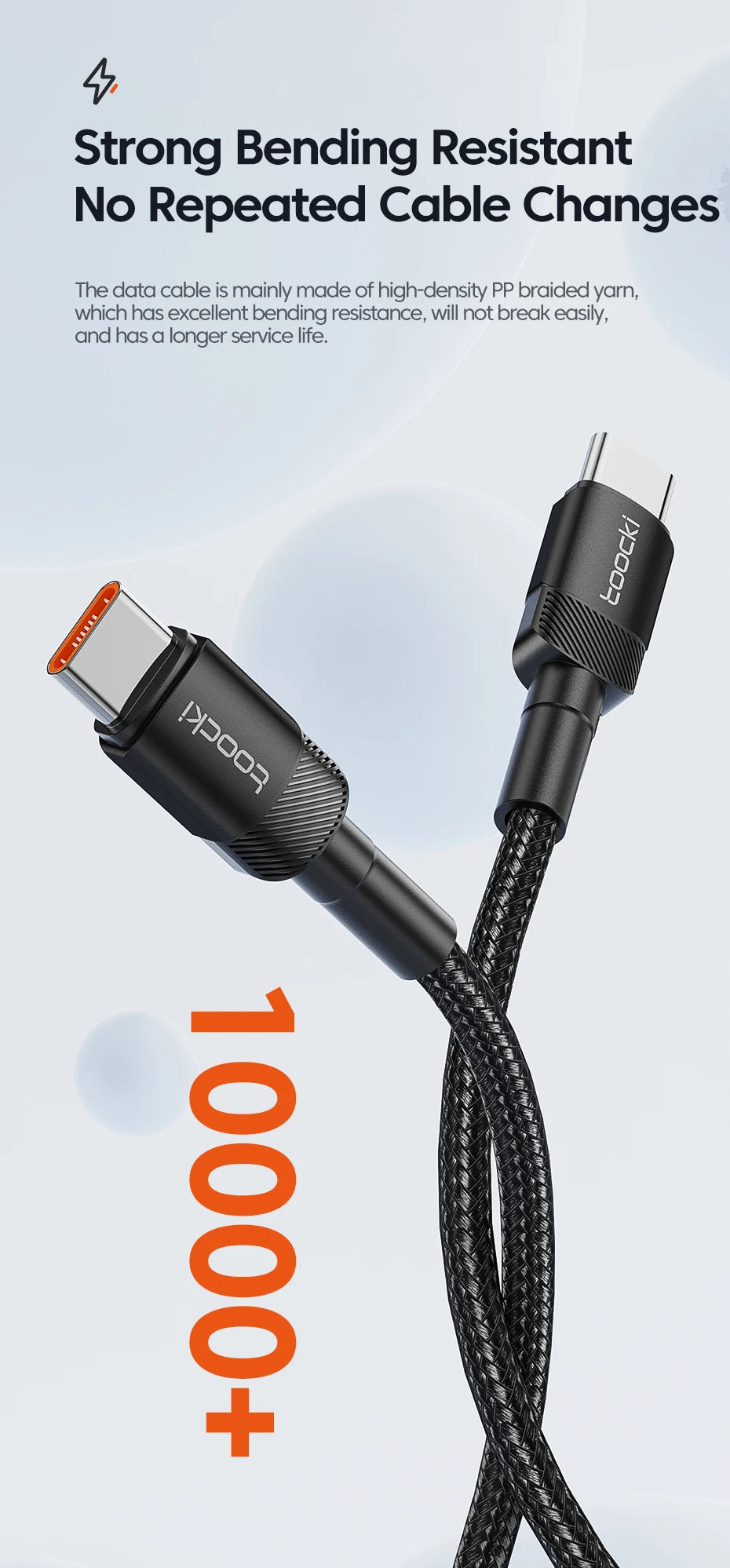 Toocki 100W Type C to USB C Cable PD 3.0 Quick Charge 4.0 Fast Charging
