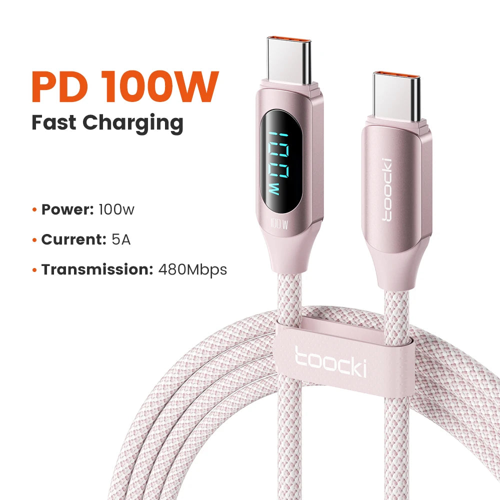 Toocki Type C to Type C Cable 100W PD Fast Charging