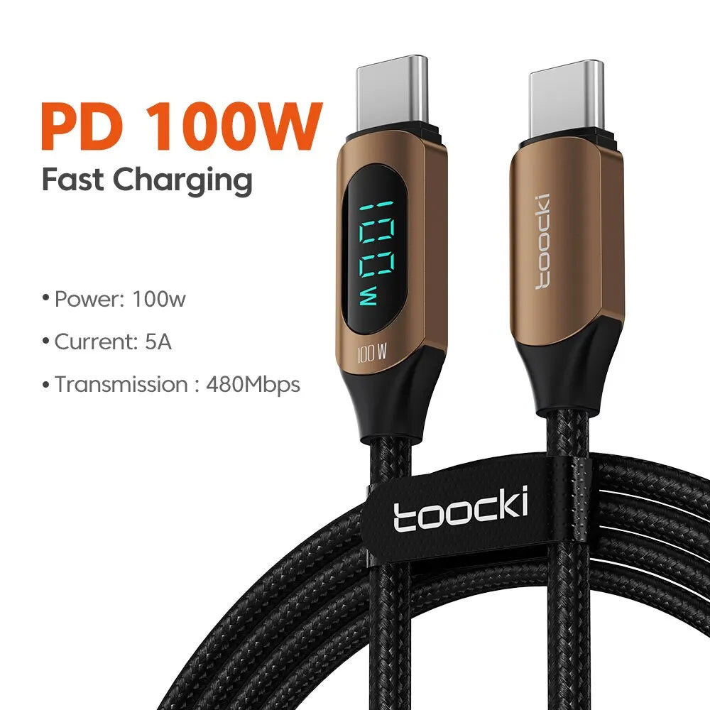 Toocki Type C to Type C Cable 100W PD Fast Charging