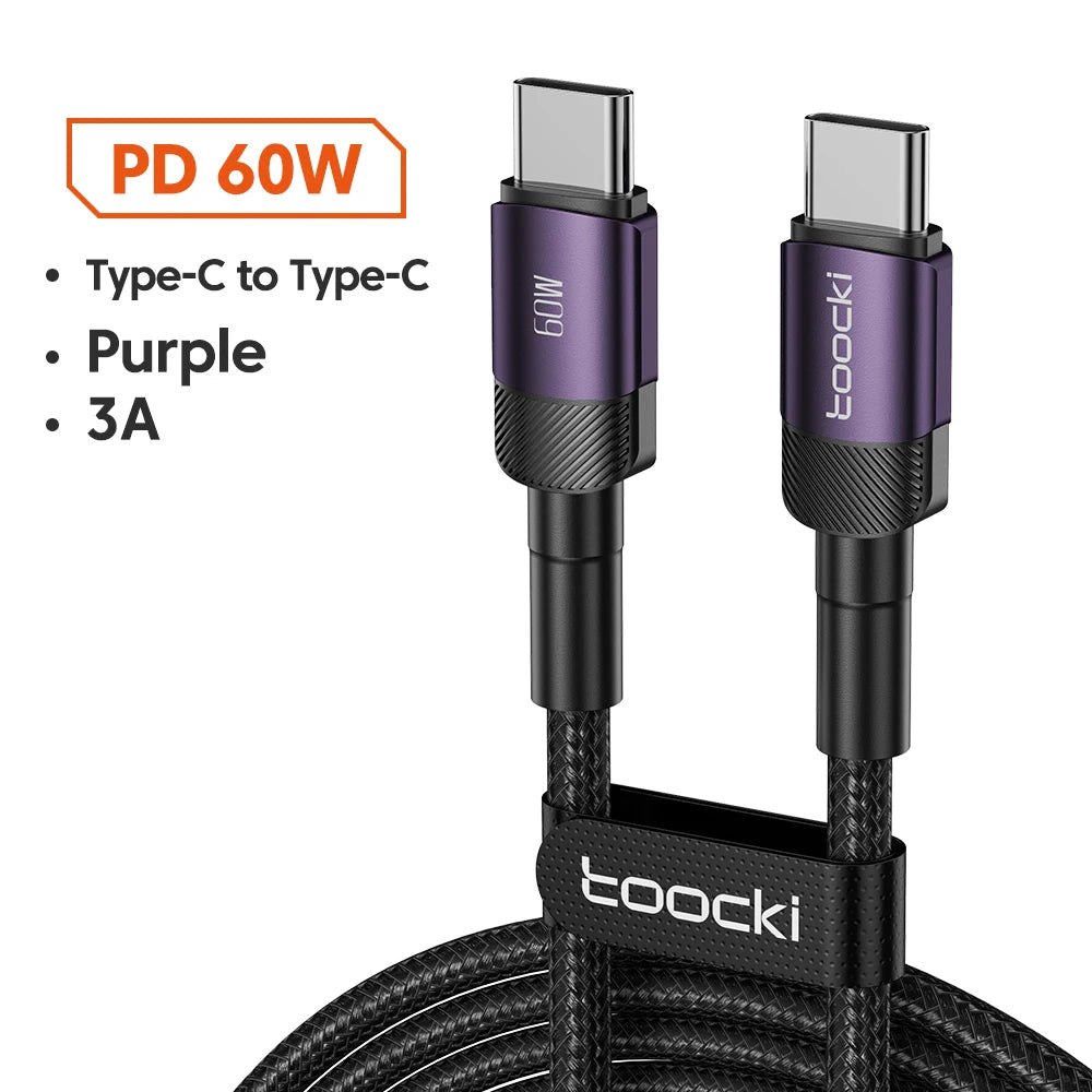 Toocki 100W Type C to USB C Cable PD 3.0 Quick Charge 4.0 Fast Charging
