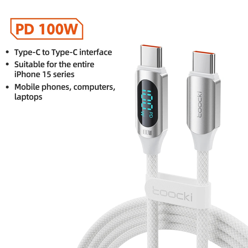 Toocki Type C to Type C Cable 100W PD Fast Charging