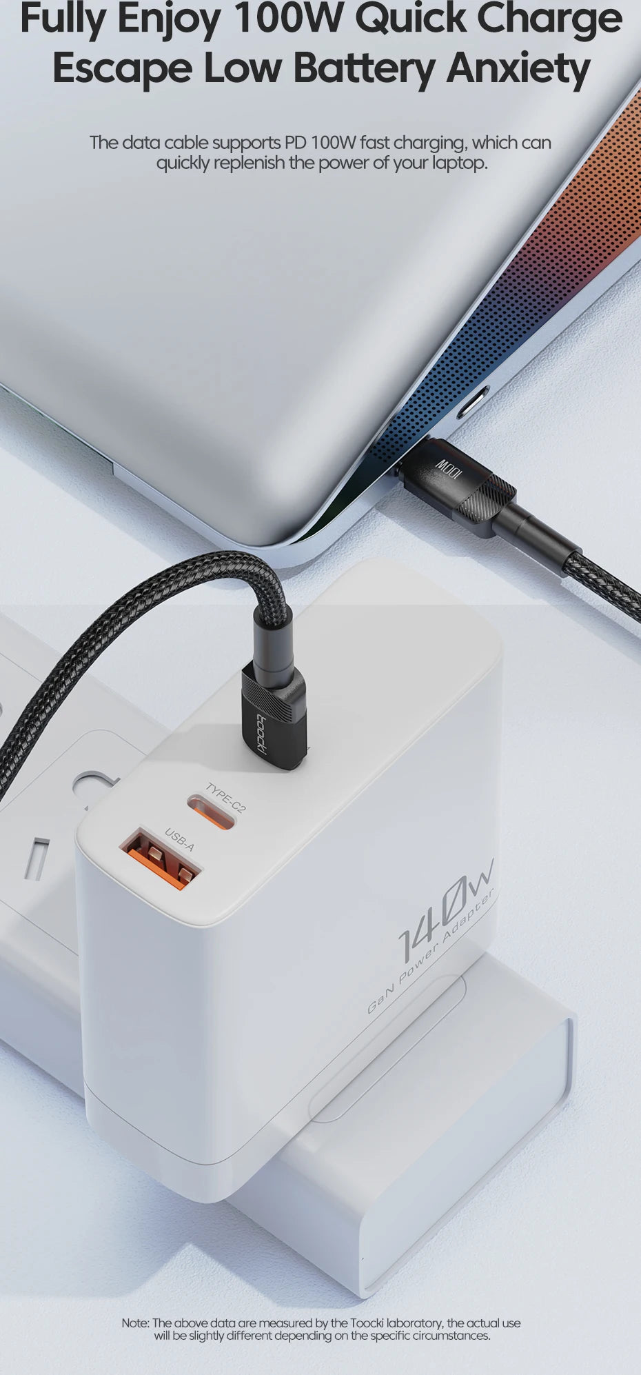 Toocki 100W Type C to USB C Cable PD 3.0 Quick Charge 4.0 Fast Charging