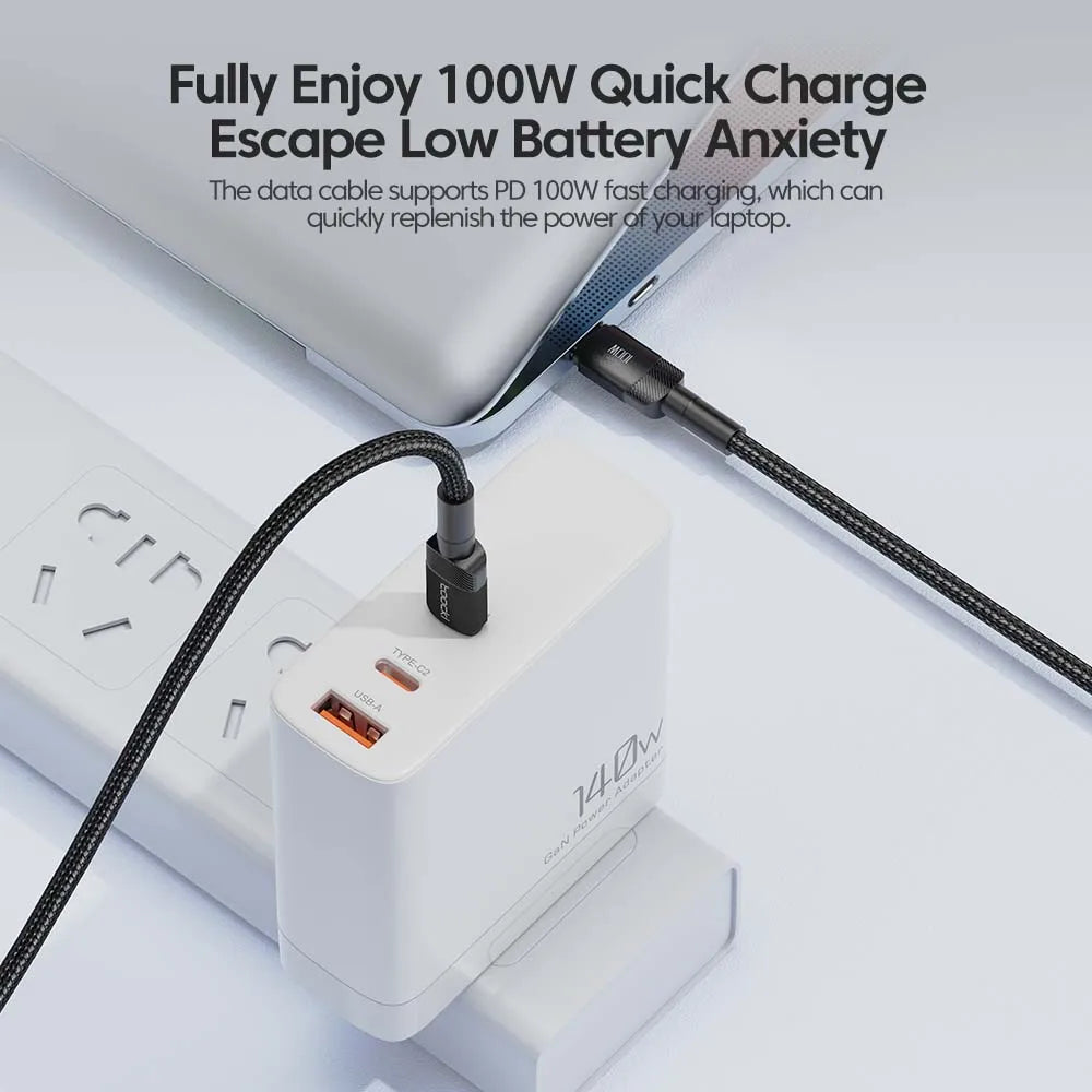 Toocki 100W Type C to USB C Cable PD 3.0 Quick Charge 4.0 Fast Charging