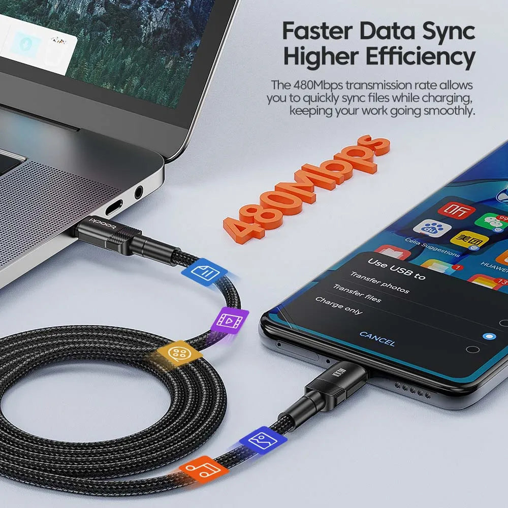 Toocki 100W Type C to USB C Cable PD 3.0 Quick Charge 4.0 Fast Charging