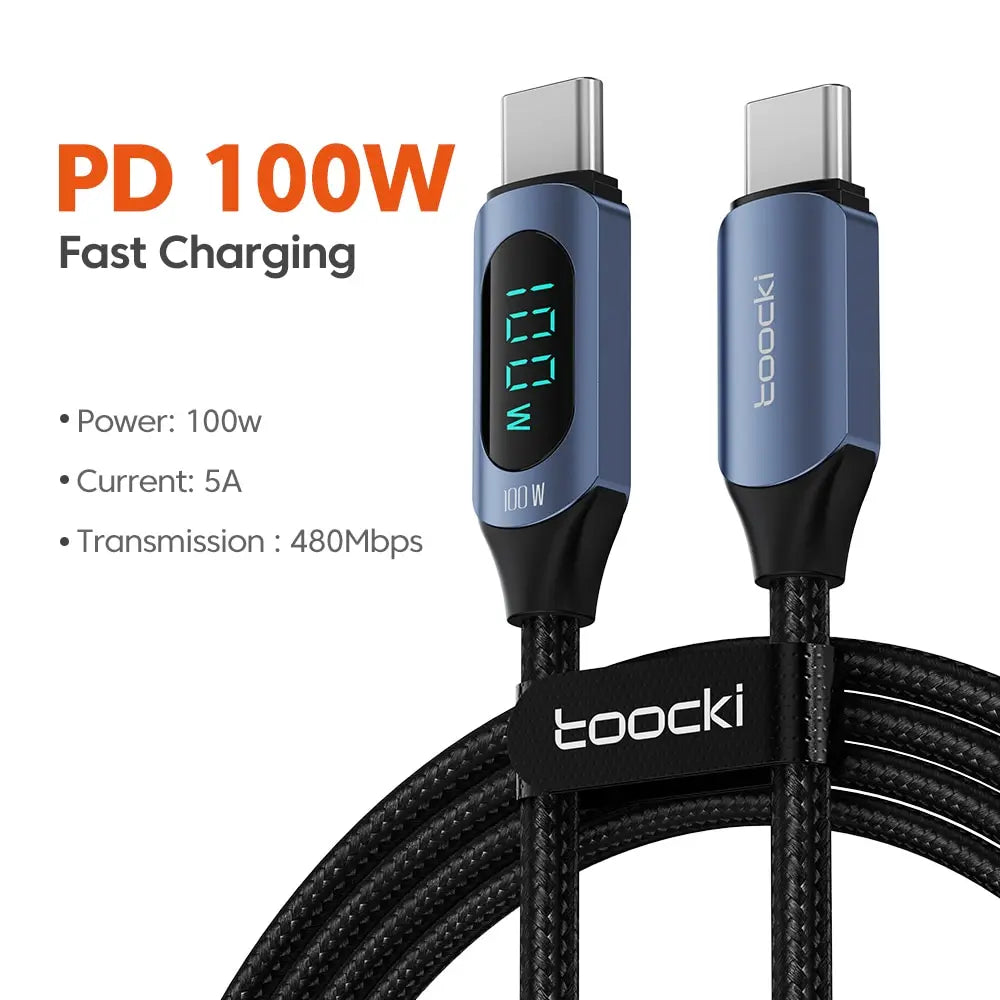 Toocki Type C to Type C Cable 100W PD Fast Charging