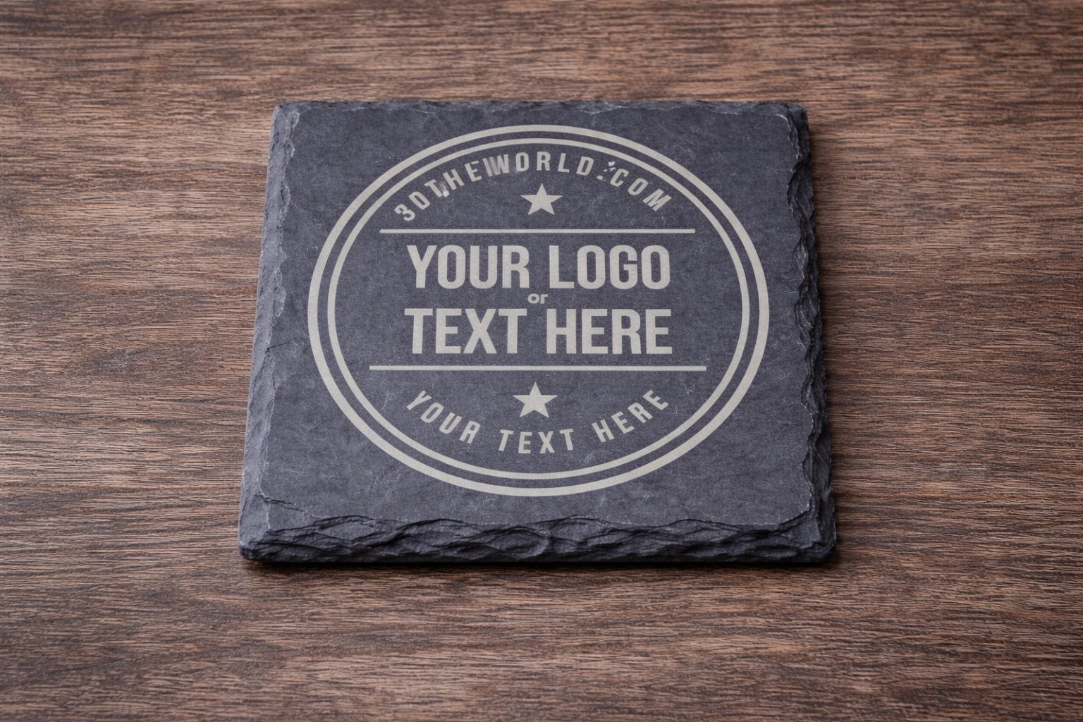 Custom Engraved Slate Coaster Set (4-Pack) + Holder