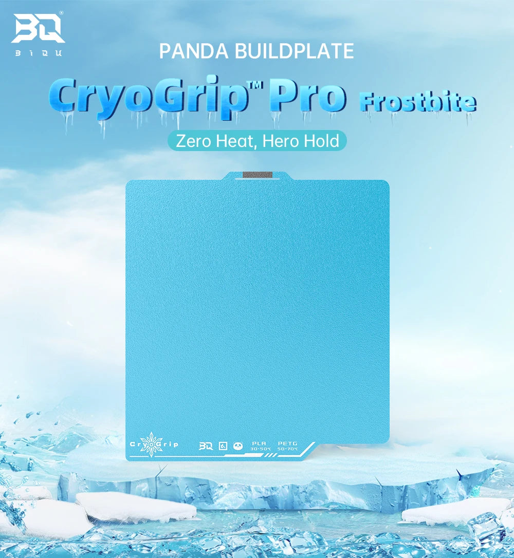 BIQU Panda Build Plate CryoGrip Pro Coating No Clog Spring Steel Double-sided for BambuLab Voron Kobra Ender K1 MAX 3D Printer