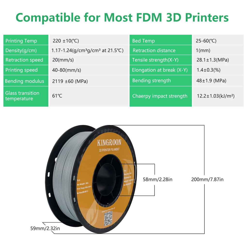 KINGROON PLA Filament 1.75mm 5/10KG pla Plastic For 3D Printer, Standard 1kg/roll 3D Printing Filaments Mix Color Local Shipping