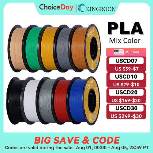 KINGROON PLA Filament 1.75mm 5/10KG pla Plastic For 3D Printer, Standard 1kg/roll 3D Printing Filaments Mix Color Local Shipping